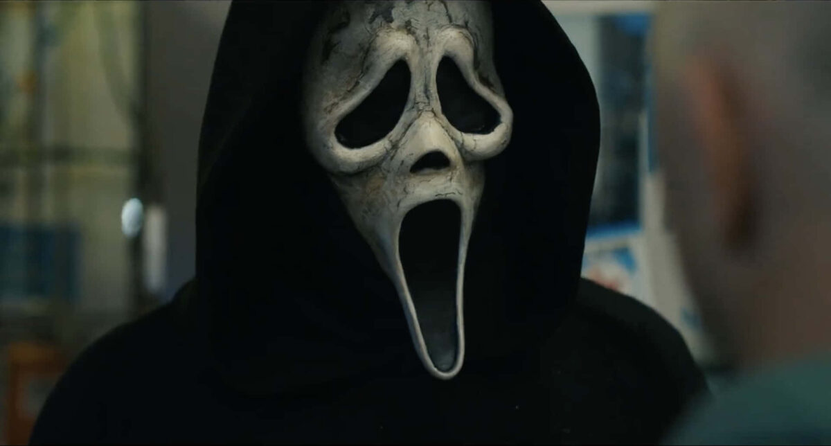 Scream The TV Series slasher horror promotional image with masked killer and teen cast